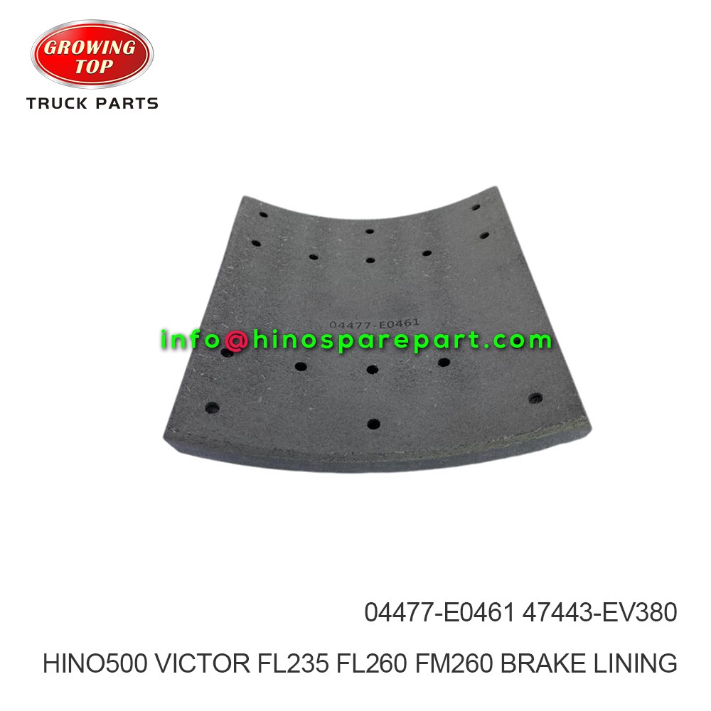 HINO500 VICTOR FL235 FL260 FM260  BRAKE LINING  04477-E0461