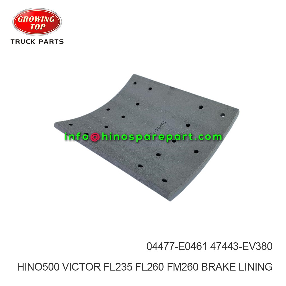 HINO500 VICTOR FL235 FL260 FM260  BRAKE LINING  04477-E0461