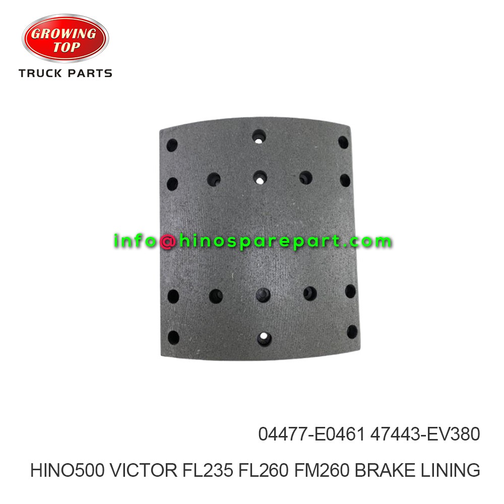 HINO500 VICTOR FL235 FL260 FM260  BRAKE LINING  04477-E0461