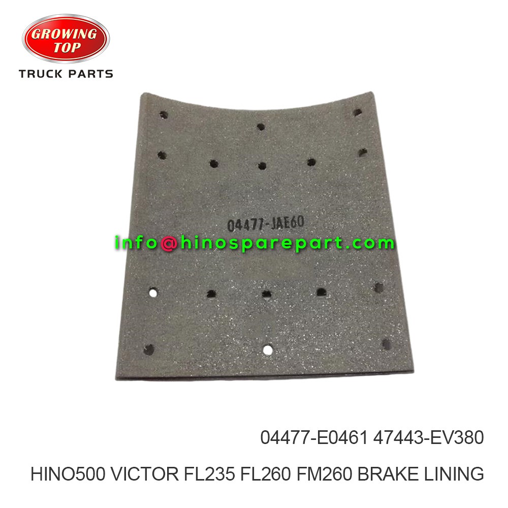 HINO500 VICTOR FL235 FL260 FM260  BRAKE LINING  04477-E0461